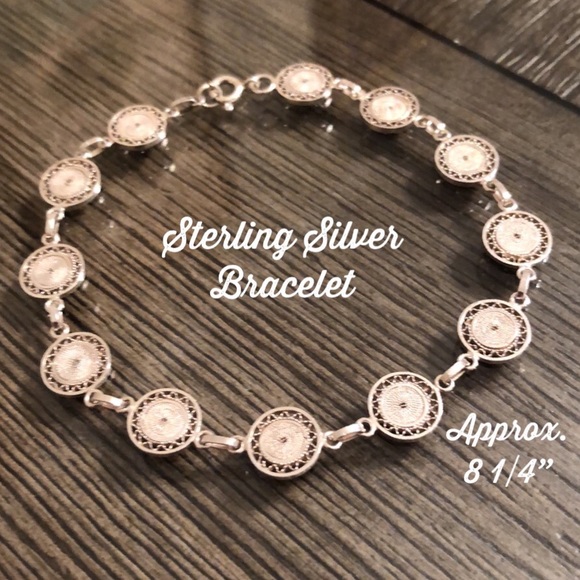 Vintage Sterling Silver Filigree Circle Bracelet, Madalia Disc Pattern - Picture 1 of 14